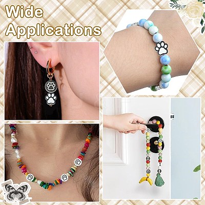 60Pcs 6 Styles Dog Bone Print Wooden European Beads WOOD-CJ0002-39-1