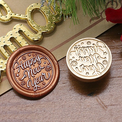 Merry Christmas Series Wax Seal Brass Stamp Head AJEW-M037-01G-02-1