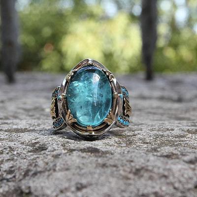 Oval Alloy with Glass Finger Rings FS-WG0E890-02-1