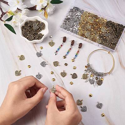 200Pcs 2 Style Tibetan Style Alloy Pendants FIND-SZ0002-33AG-1