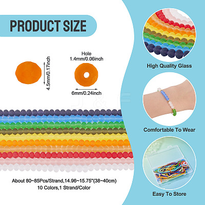 10 Strands 10 Colors Transparent Glass Beads Strands EGLA-TA0013-36-1