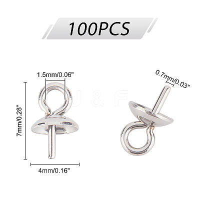 304 Stainless Steel Cup Pearl Peg Bails Pin Pendants STAS-UN0002-29P-1
