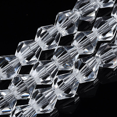 Transparent Faceted Glass Beads Strands GLAA-TAC0010-01A-01-1