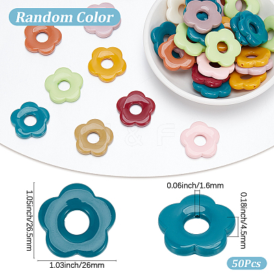 50Pcs Opaque Acrylic Pendants SACR-SP0001-41-1