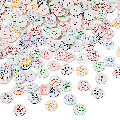 200Pcs 2-Hole Resin Buttons BUTT-TA0001-60A-1