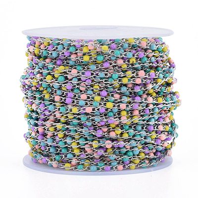 304 Stainless Steel Enamel Twisted Chains STAS-R100-40B-1
