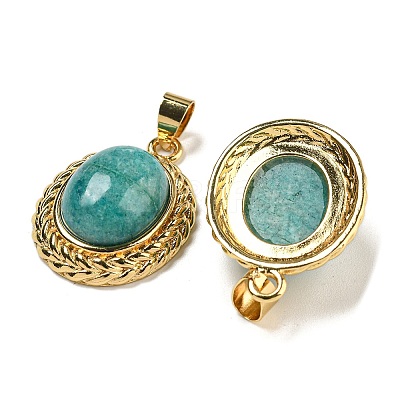 Natural Amazonite Oval Pendants G-B079-02G-04-1