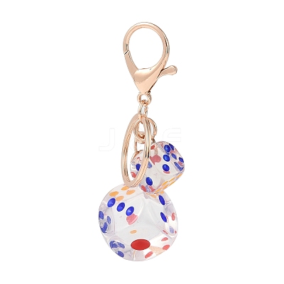 Dice Shape Plastic Keychain KEYC-L028-01G-1