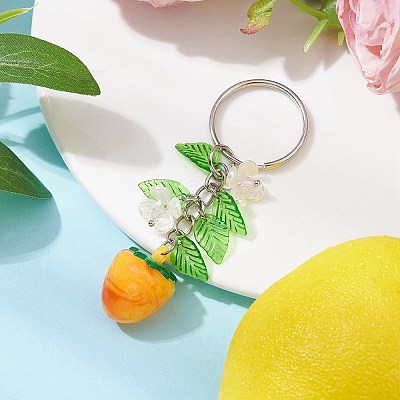 Fruits & Leaf Acrylic Pendant Keychain KEYC-JKC00680-02-1