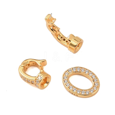925 Sterling Silver Micro Pave Clear Cubic Zirconia Fold Over Clasps STER-P060-45G-1