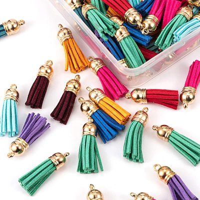 100Pcs 10 Colors Faux Suede Tassel Pendant Decorations FIND-LS0001-06LG-1
