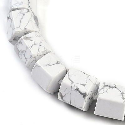Natural Howlite Hexagon Prism Graduated Beaded Necklaces for Women Men NJEW-K388-03D-1