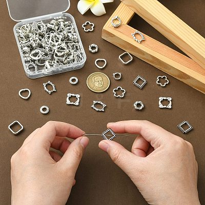 100Pcs 10 Styles Tibetan Style Alloy Bead Frame FIND-CJ0003-76-1