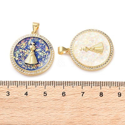 Brass Micro Pave Clear Cubic Zirconia Pendants KK-S048-11G-1