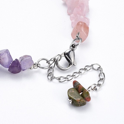 Chakra Jewelry Natural & Synthetic Gemstone Chip Anklets AJEW-AN00269-1