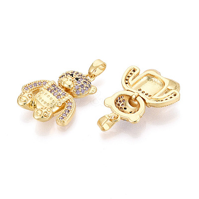 Brass Micro Pave Cubic Zirconia Pendants KK-P336-02B-G-1