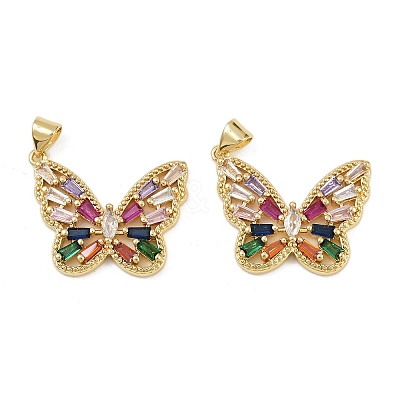 Brass Micro Pave Cubic Zirconia Pendants KK-C109-09A-G-1