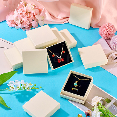 12Pcs Cardboard Paper Jewelry Storage Boxes with Sponge CON-TA0001-33B-1