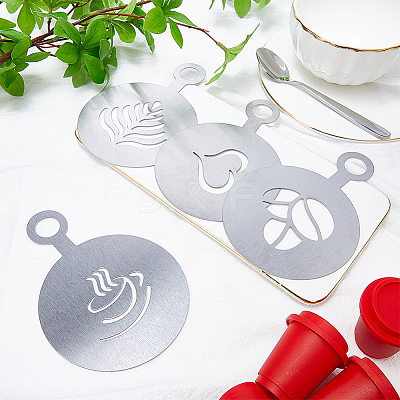 430 Stainless Steel Coffee Latte Art Molds AJEW-WH0038-40P-1