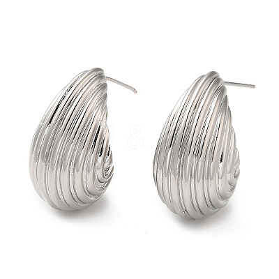 Rack Plating Brass Shell Shape Stud Earrings for Women EJEW-Z019-20P-1