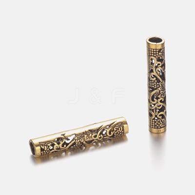 Hollow Alloy Tube Beads PALLOY-K192-58AG-1
