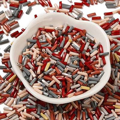 Baking Paint Glass Twist Bugle Beads SEED-C004-02L-1