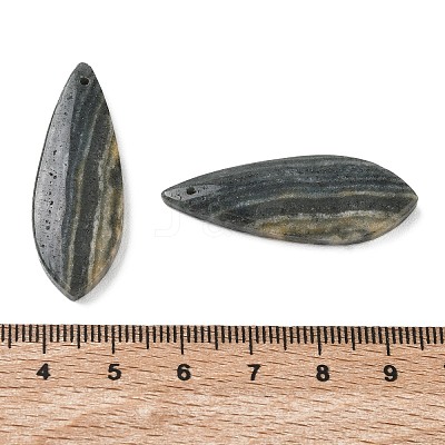 Natural Indian Green Line Jasper Pendants G-Z151-02F-1
