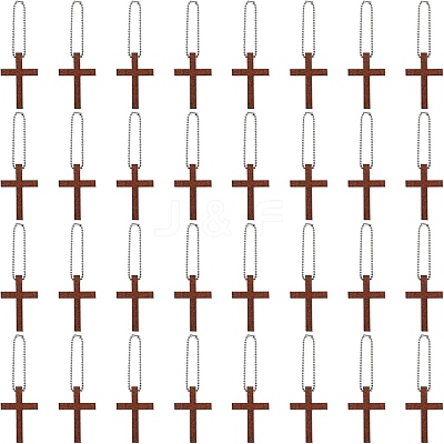 DIY Cross Wood Pendant Decoration Making Kit DIY-GL0004-110-1