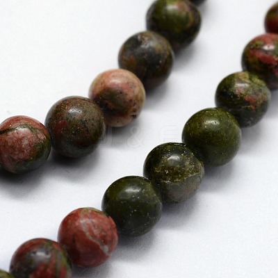 Natural Unakite Beads Strands G-I199-08-10mm-1