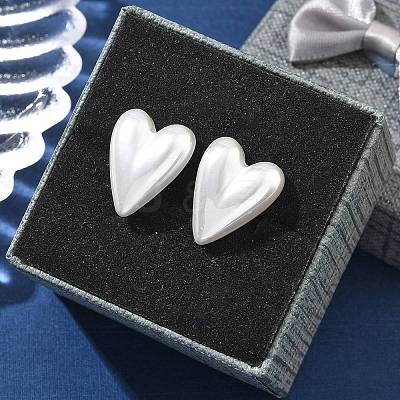 304 Stainless Steel Plastic Imitation Pearl Stud Earrings EJEW-R030-01G-04-1