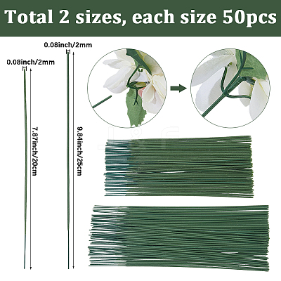100Pcs 2 Styles Iron Stalk Flower Rod AJEW-SP0003-74-1