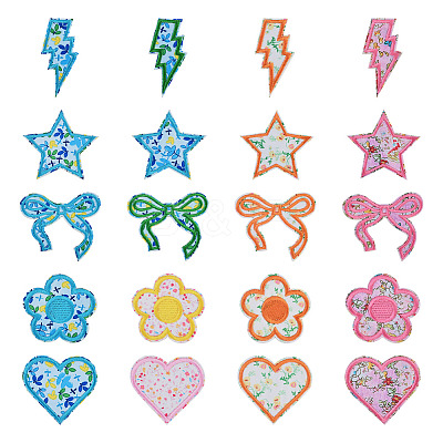 8 Bags 4 Colors Polyester Embroider Self-adhesion Thread Iron on/Sew On Patches PATC-TA0001-51-1
