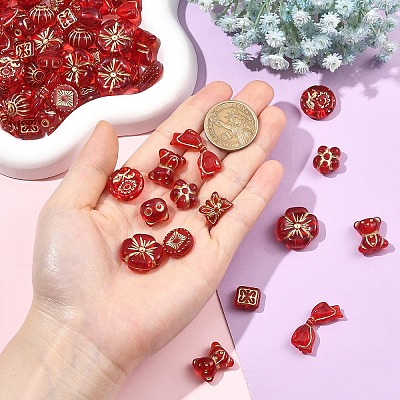 120Pcs 12 Styles Plating Acrylic Beads OACR-YW0004-26-1