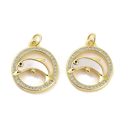 Brass Micro Pave Clear Cubic Zirconia Pendants KK-K365-01G-03-1