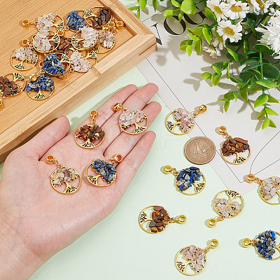 24Pcs 4 Styles Natural Mixed Gemstone European Dangle Charms FIND-AR0004-37-1