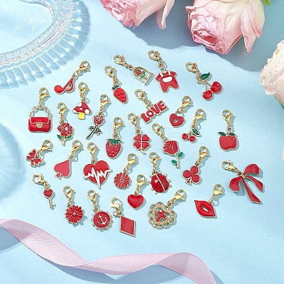 Valentine's Day Alloy Enamel Pendant Decorations HJEW-JM02938-03-1
