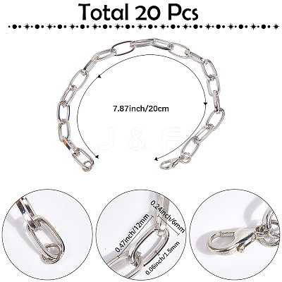 20Pcs Iron Cable Chain Bracelets for Women Men BJEW-SC0001-42-1