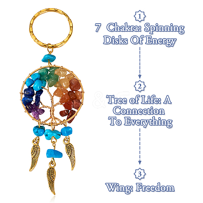5Pcs 5 Style Gemstone Keychain KEYC-TA0001-18-1