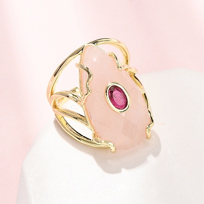 Natural Rose Quartz Cuff Rings GG-CBA5FCC-03G-01-1