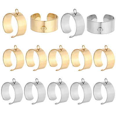 24Pcs 2 Colors 304 Stainless Steel Finger Ring Settings STAS-BBC0010-09D-1