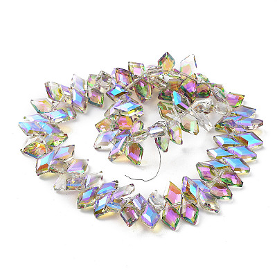 Electroplate Rhombus Glass Beads Strands EGLA-A036-12A-FR02-1