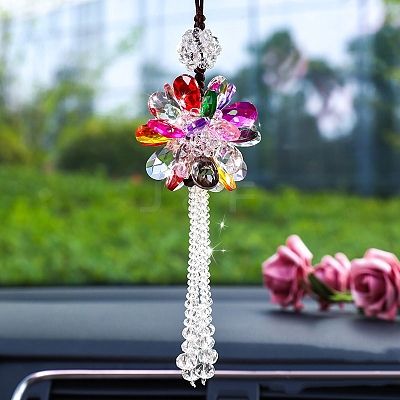 Glass Flower Pendant Decorations PW-WG637EB-08-1