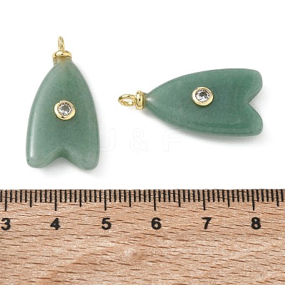 Brass & Natural Green Aventurine & Cubic Zirconia Pendants GG-CBAD360-20G-08-1
