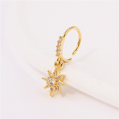 Brass Micro Pave Clear Cubic Zirconia Dangle Hoop Nose Rings FS-WG904D6-02-1