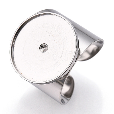 Non-Tarnish 304 Stainless Steel Open Cuff Finger Ring Cabochon Settings X-STAS-T060-03P-1