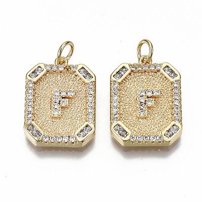 Brass Micro Pave Clear Cubic Zirconia Pendants KK-S356-234F-G-NF-1