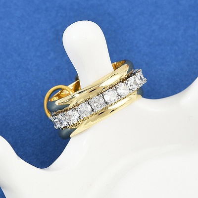 Brass Micro Pave Cubic Zirconia Finger Rings RJEW-D325-01PG-04-1