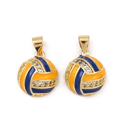 Brass Enamel Cubic Zirconia Pendants KK-L251-34G-1