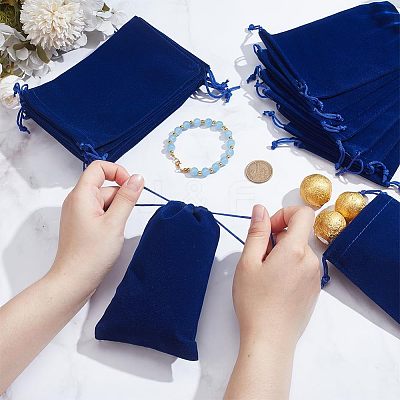 20Pcs Rectangle Velvet Drawstring Pouches TP-NB0001-62B-1