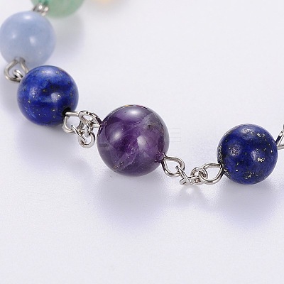 Seven Chakra Natural Gemstone Beaded Necklaces NJEW-JN00937-1